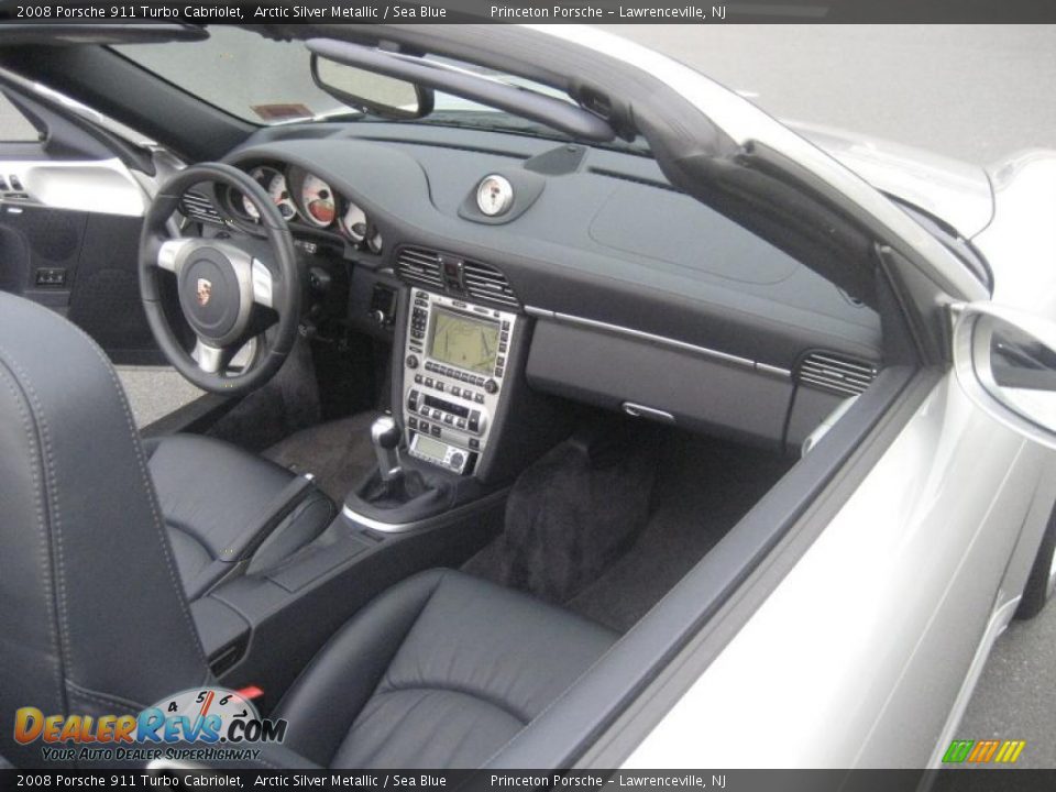2008 Porsche 911 Turbo Cabriolet Arctic Silver Metallic / Sea Blue Photo #20
