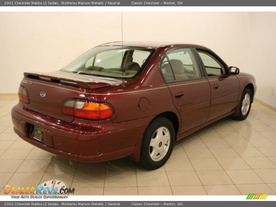 2001 Chevrolet Malibu LS Sedan Monterey Maroon Metallic / Neutral Photo #7