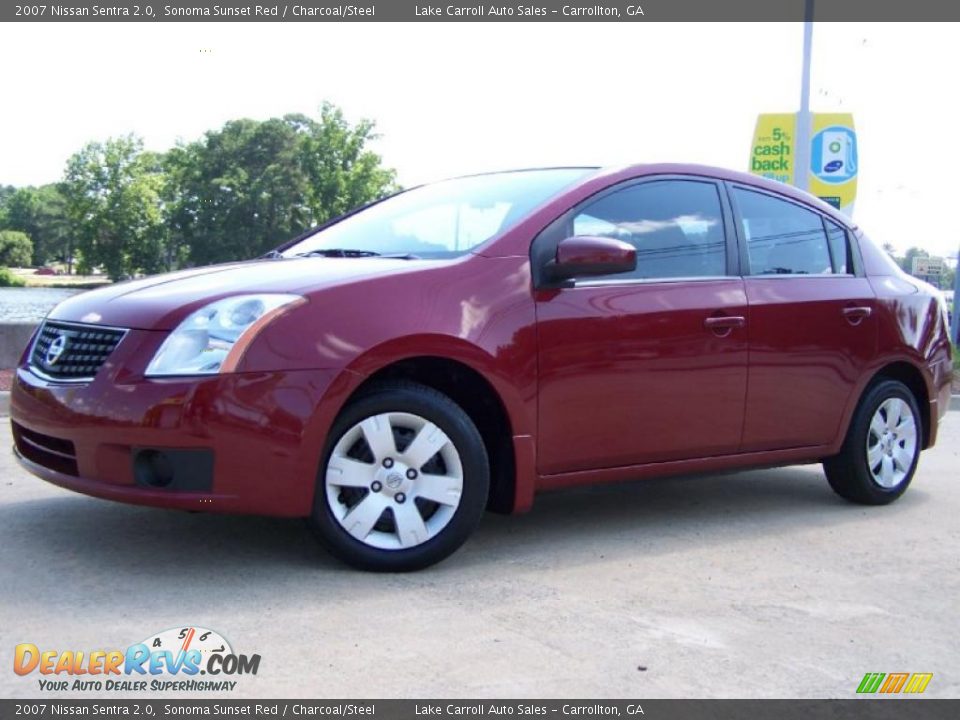2007 Nissan Sentra 2.0 Sonoma Sunset Red / Charcoal/Steel Photo #2