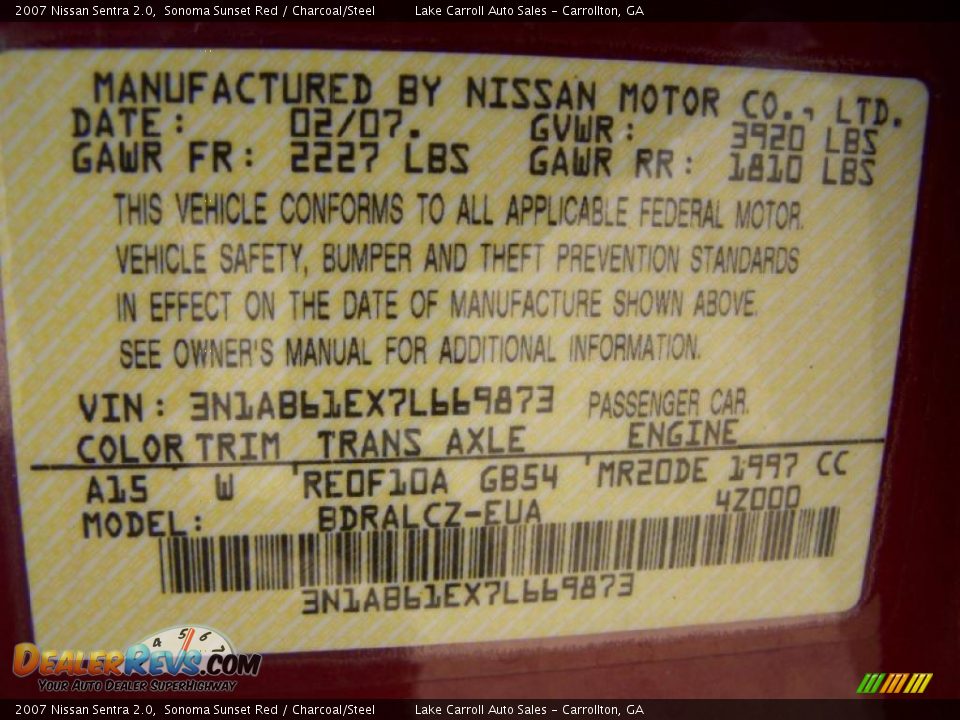 2007 Nissan Sentra 2.0 Sonoma Sunset Red / Charcoal/Steel Photo #18