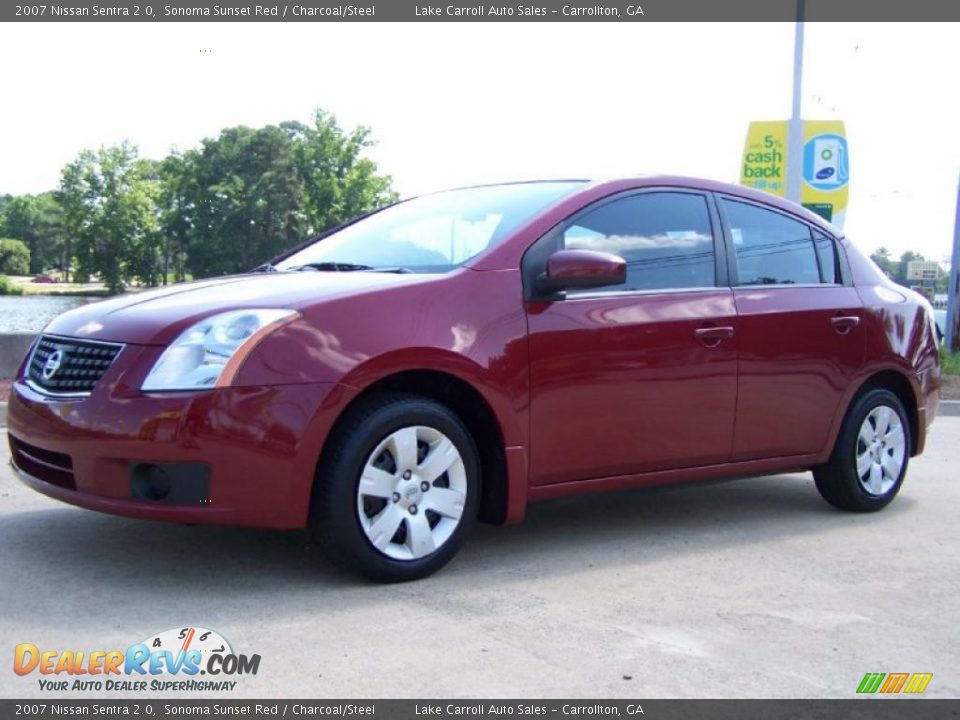2007 Nissan Sentra 2.0 Sonoma Sunset Red / Charcoal/Steel Photo #36
