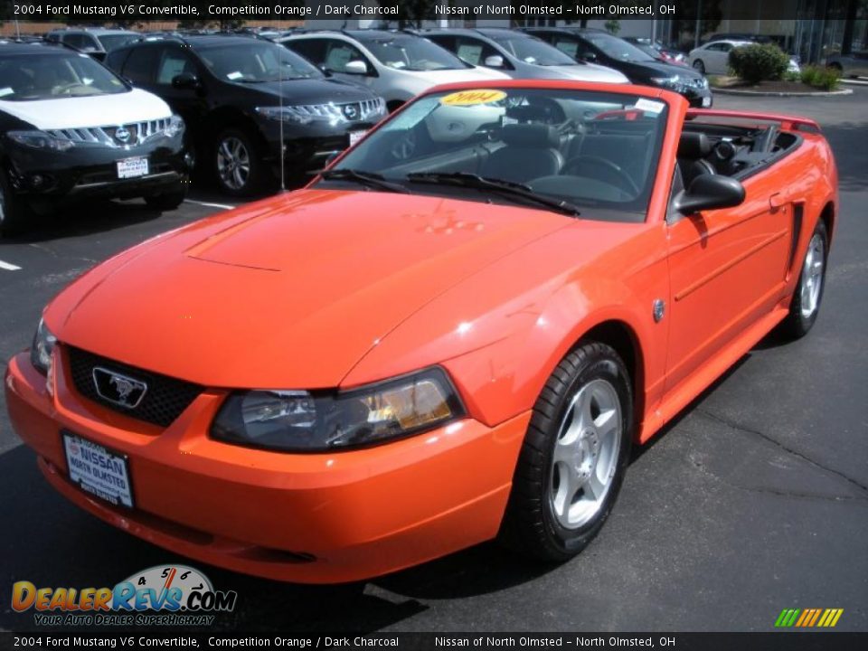 2004 Ford Mustang V6 Convertible Competition Orange / Dark Charcoal Photo #1