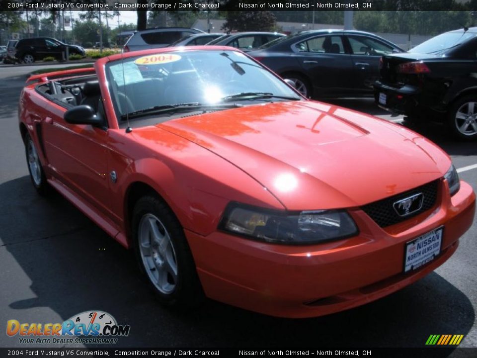 2004 Ford Mustang V6 Convertible Competition Orange / Dark Charcoal Photo #3