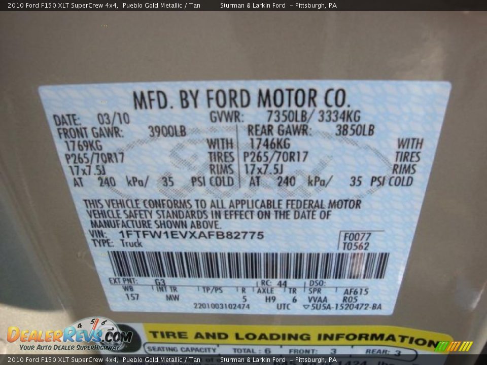 2010 Ford F150 XLT SuperCrew 4x4 Pueblo Gold Metallic / Tan Photo #19