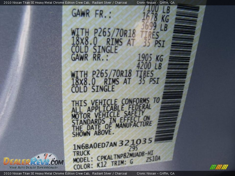2010 Nissan Titan SE Heavy Metal Chrome Edition Crew Cab Radiant Silver / Charcoal Photo #18