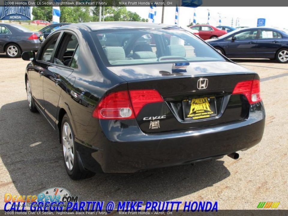 2008 Honda Civic LX Sedan Nighthawk Black Pearl / Ivory Photo #2
