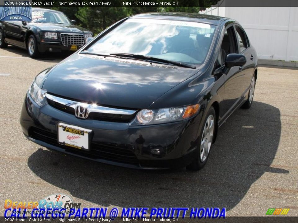 2008 Honda Civic LX Sedan Nighthawk Black Pearl / Ivory Photo #3