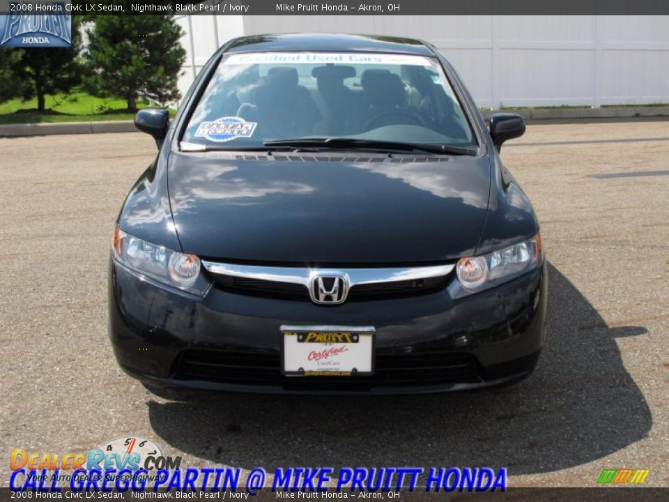2008 Honda Civic LX Sedan Nighthawk Black Pearl / Ivory Photo #4