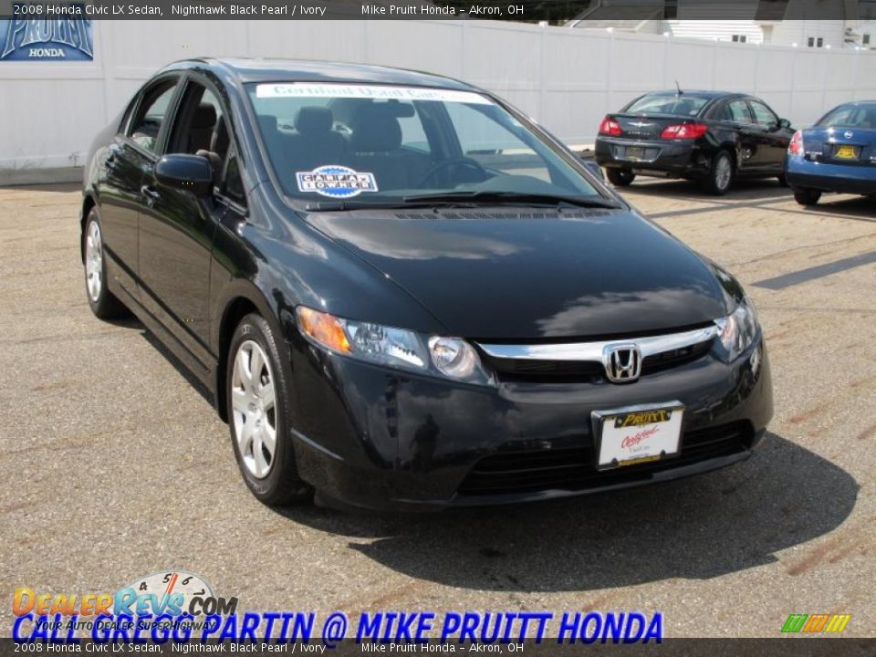 2008 Honda Civic LX Sedan Nighthawk Black Pearl / Ivory Photo #5