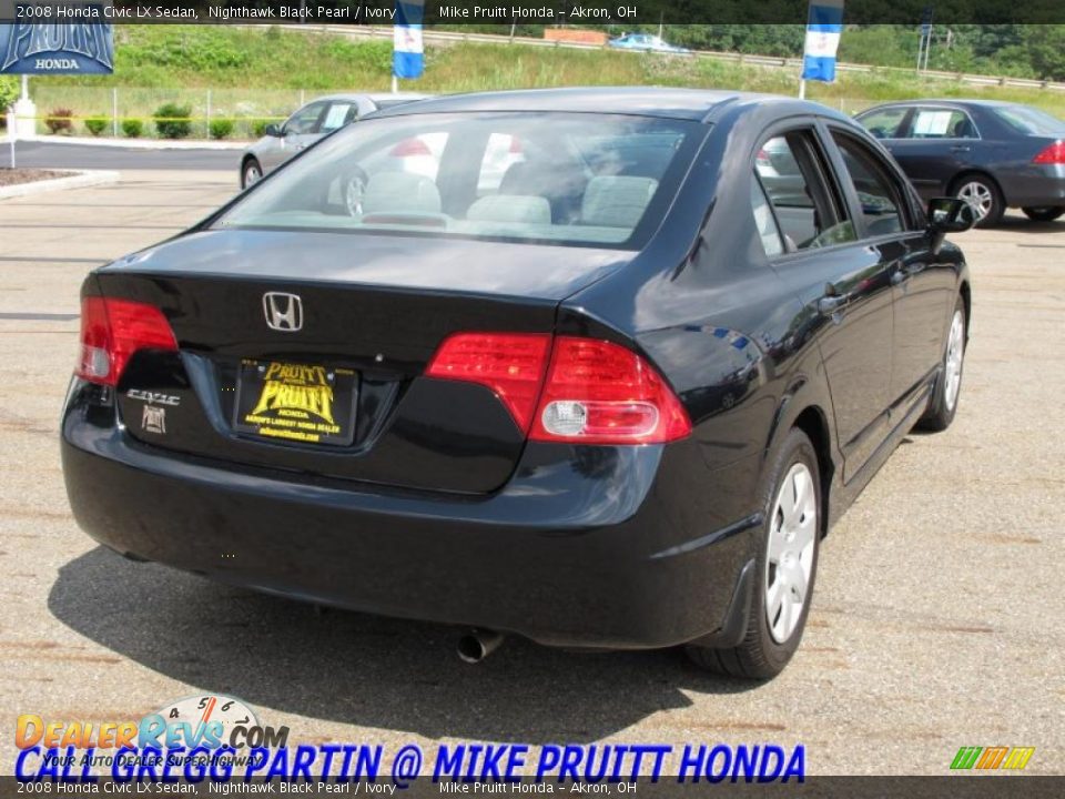 2008 Honda Civic LX Sedan Nighthawk Black Pearl / Ivory Photo #7
