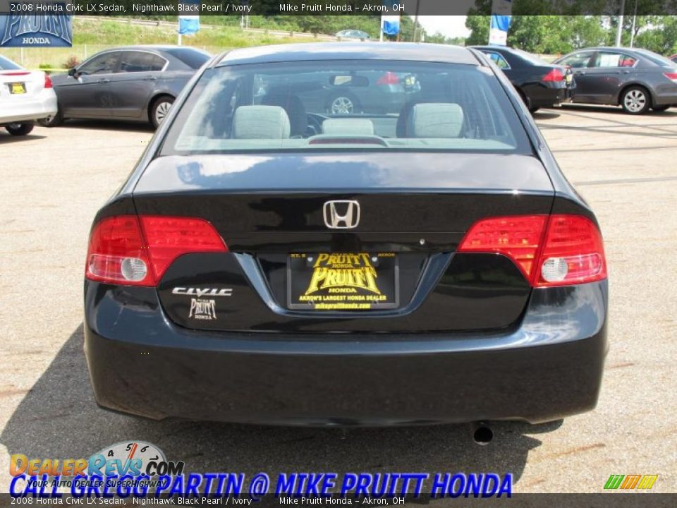 2008 Honda Civic LX Sedan Nighthawk Black Pearl / Ivory Photo #8