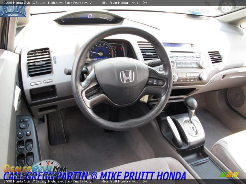 2008 Honda Civic LX Sedan Nighthawk Black Pearl / Ivory Photo #15