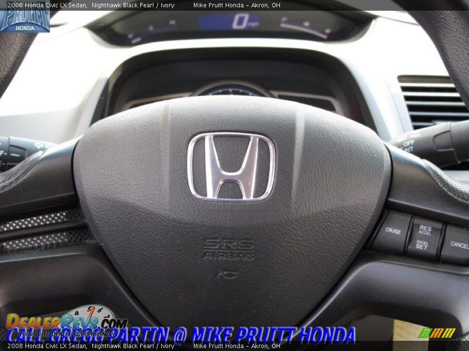 2008 Honda Civic LX Sedan Nighthawk Black Pearl / Ivory Photo #17