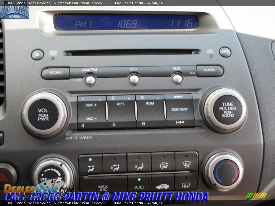 2008 Honda Civic LX Sedan Nighthawk Black Pearl / Ivory Photo #19