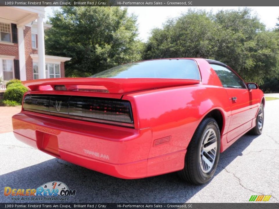1989 Pontiac Firebird Trans Am Coupe Brilliant Red / Gray Photo #8