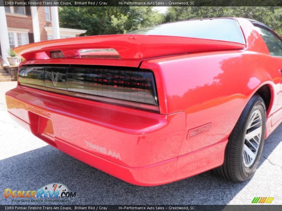 1989 Pontiac Firebird Trans Am Coupe Brilliant Red / Gray Photo #23