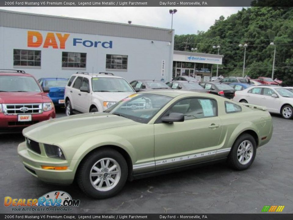 2006 Ford Mustang V6 Premium Coupe Legend Lime Metallic / Light Parchment Photo #1