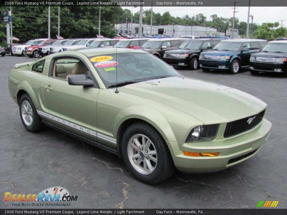 2006 Ford Mustang V6 Premium Coupe Legend Lime Metallic / Light Parchment Photo #5