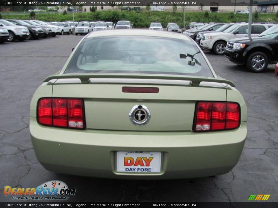 2006 Ford Mustang V6 Premium Coupe Legend Lime Metallic / Light Parchment Photo #6