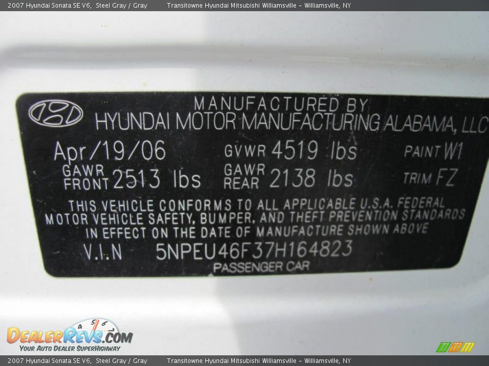 2007 Hyundai Sonata SE V6 Steel Gray / Gray Photo #25
