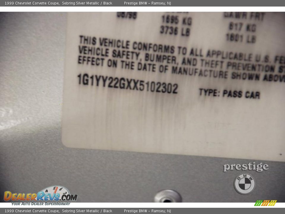 1999 Chevrolet Corvette Coupe Sebring Silver Metallic / Black Photo #14
