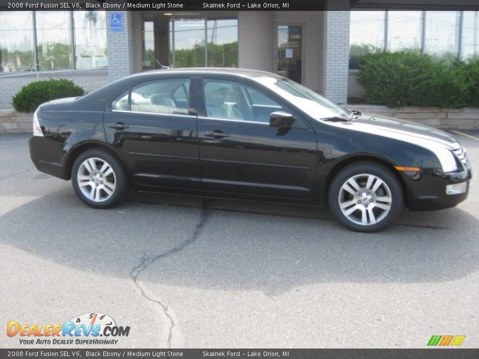 2008 Ford Fusion SEL V6 Black Ebony / Medium Light Stone Photo #1