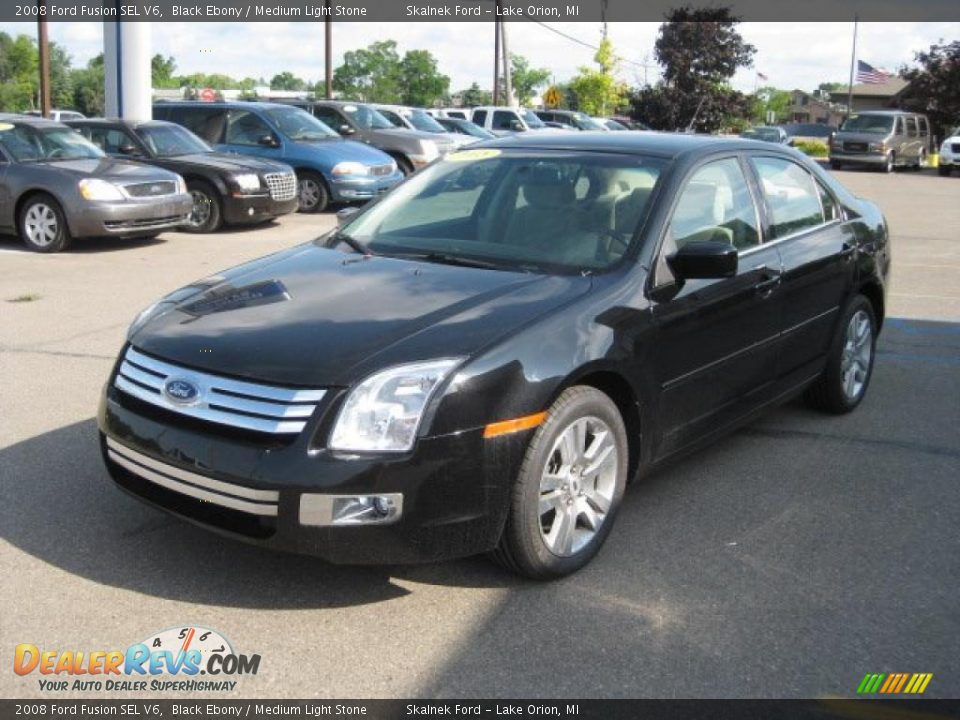 2008 Ford Fusion SEL V6 Black Ebony / Medium Light Stone Photo #8