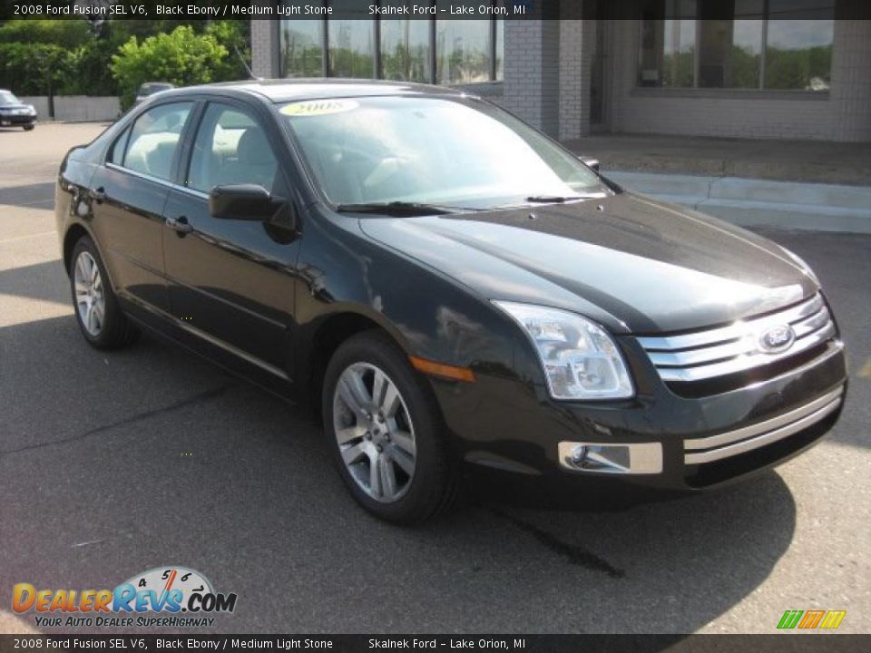 2008 Ford Fusion SEL V6 Black Ebony / Medium Light Stone Photo #10