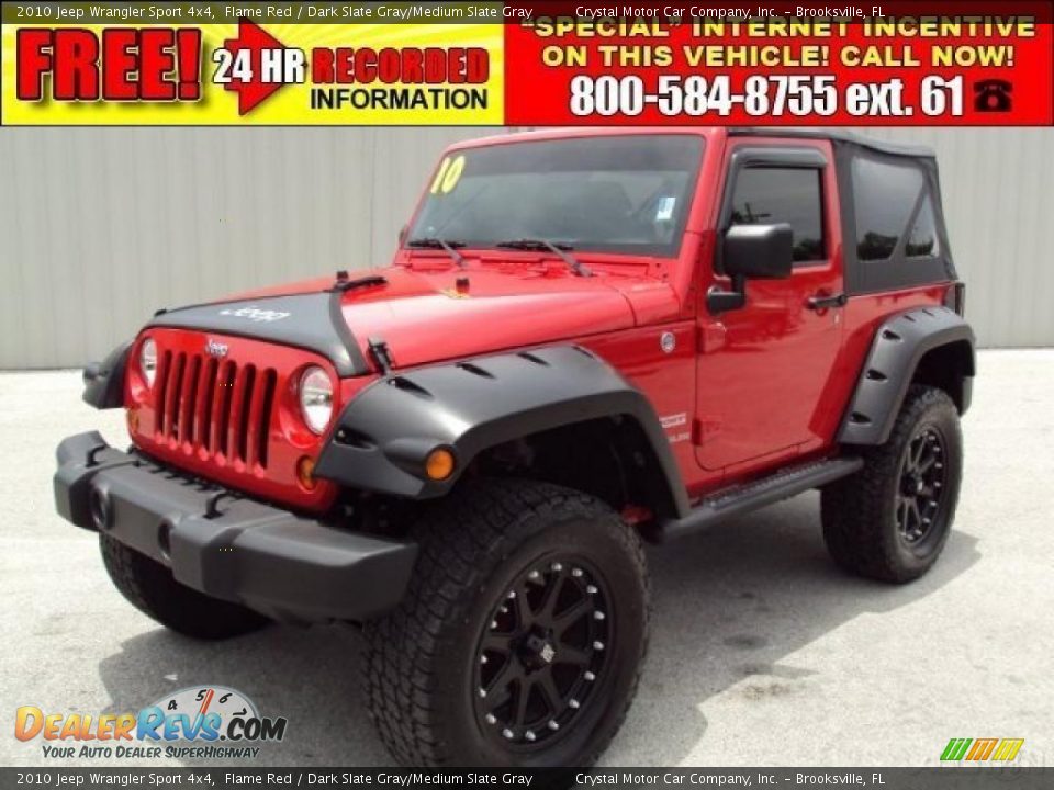 2010 Jeep Wrangler Sport 4x4 Flame Red / Dark Slate Gray/Medium Slate Gray Photo #1