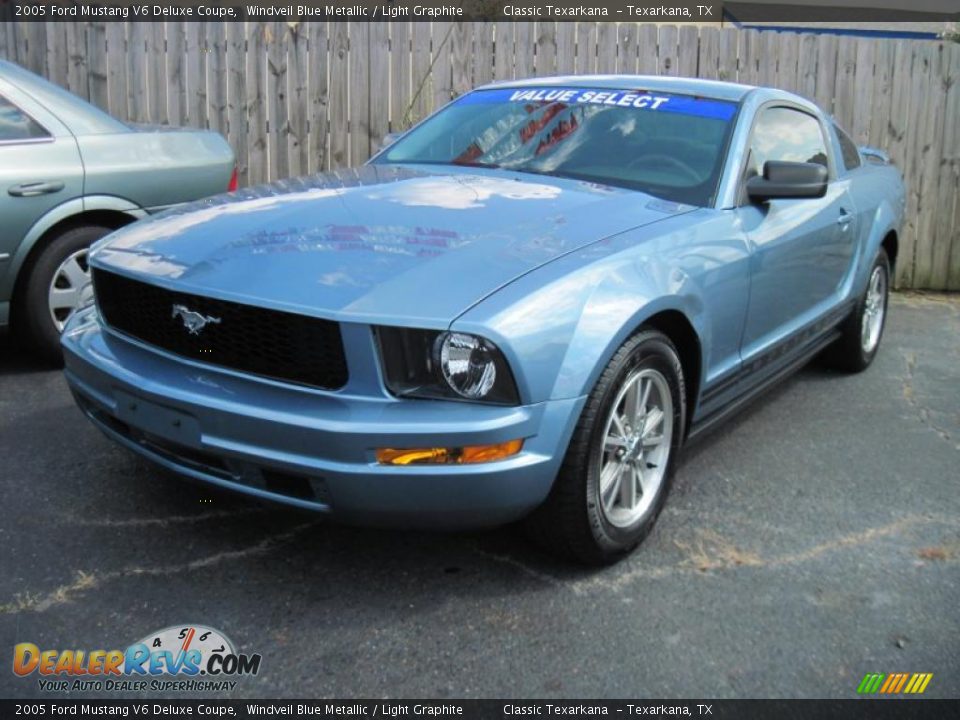2005 Ford Mustang V6 Deluxe Coupe Windveil Blue Metallic / Light Graphite Photo #1