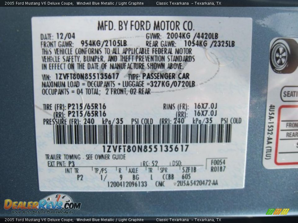 2005 Ford Mustang V6 Deluxe Coupe Windveil Blue Metallic / Light Graphite Photo #8