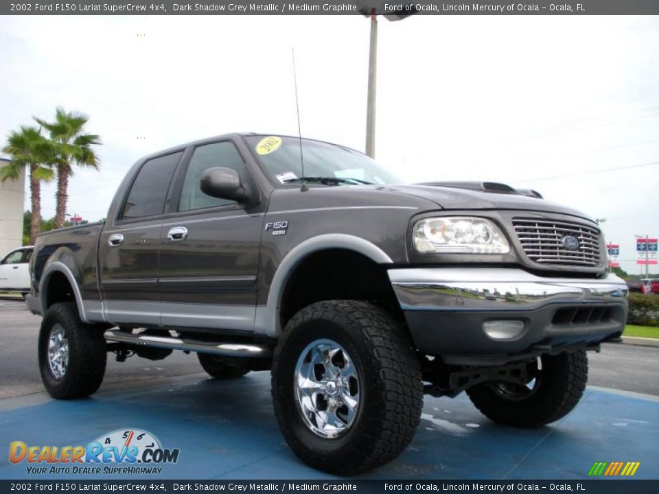 2002 Ford F150 Lariat SuperCrew 4x4 Dark Shadow Grey Metallic / Medium Graphite Photo #7