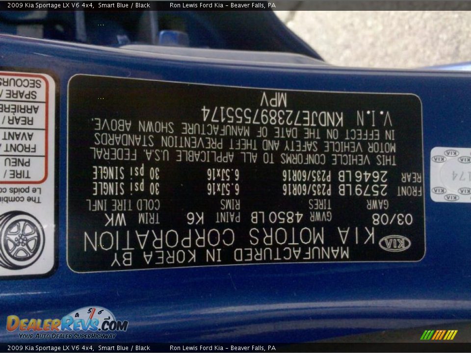 2009 Kia Sportage LX V6 4x4 Smart Blue / Black Photo #9