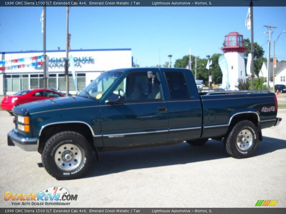 1996 GMC Sierra 1500 SLT Extended Cab 4x4 Emerald Green Metallic / Tan Photo #2