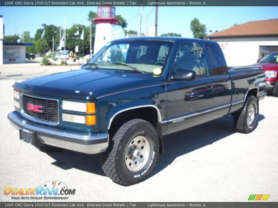 1996 GMC Sierra 1500 SLT Extended Cab 4x4 Emerald Green Metallic / Tan Photo #3