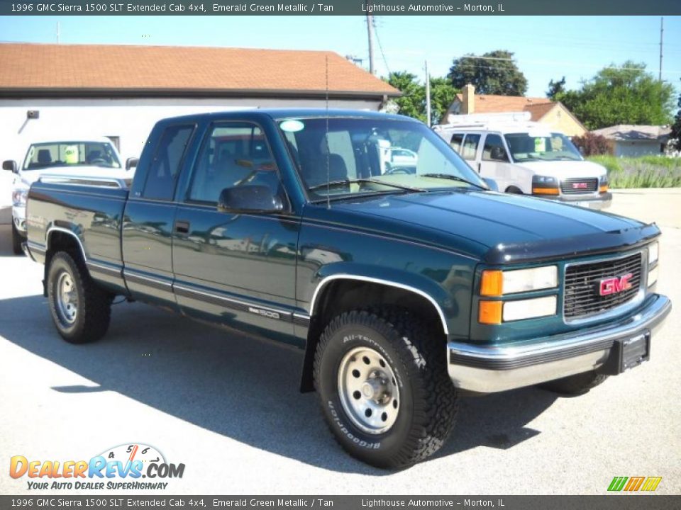 1996 GMC Sierra 1500 SLT Extended Cab 4x4 Emerald Green Metallic / Tan Photo #6