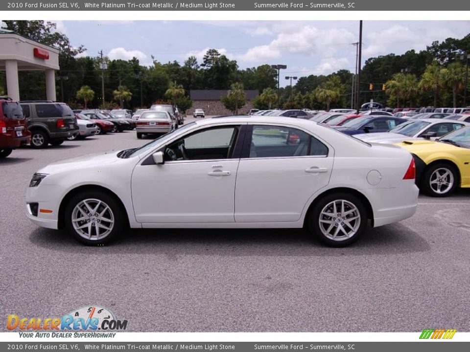 2010 Ford Fusion SEL V6 White Platinum Tri-coat Metallic / Medium Light Stone Photo #2