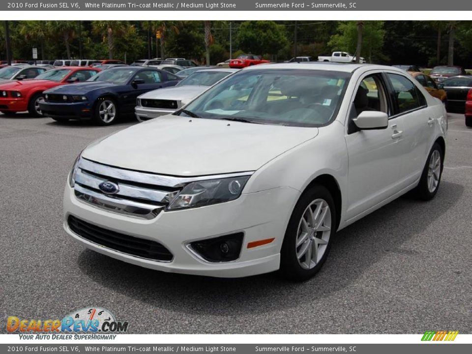 2010 Ford Fusion SEL V6 White Platinum Tri-coat Metallic / Medium Light Stone Photo #13