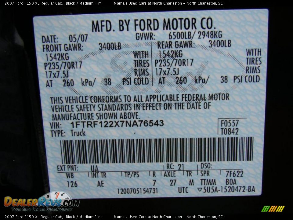 2007 Ford F150 XL Regular Cab Black / Medium Flint Photo #24