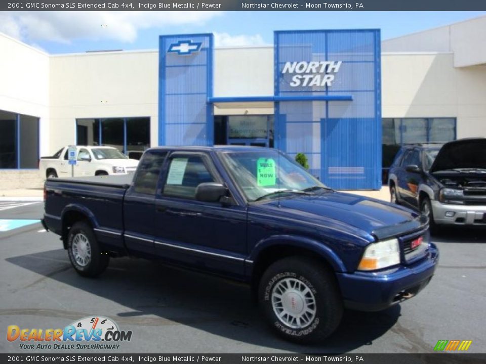 2001 GMC Sonoma SLS Extended Cab 4x4 Indigo Blue Metallic / Pewter Photo #1