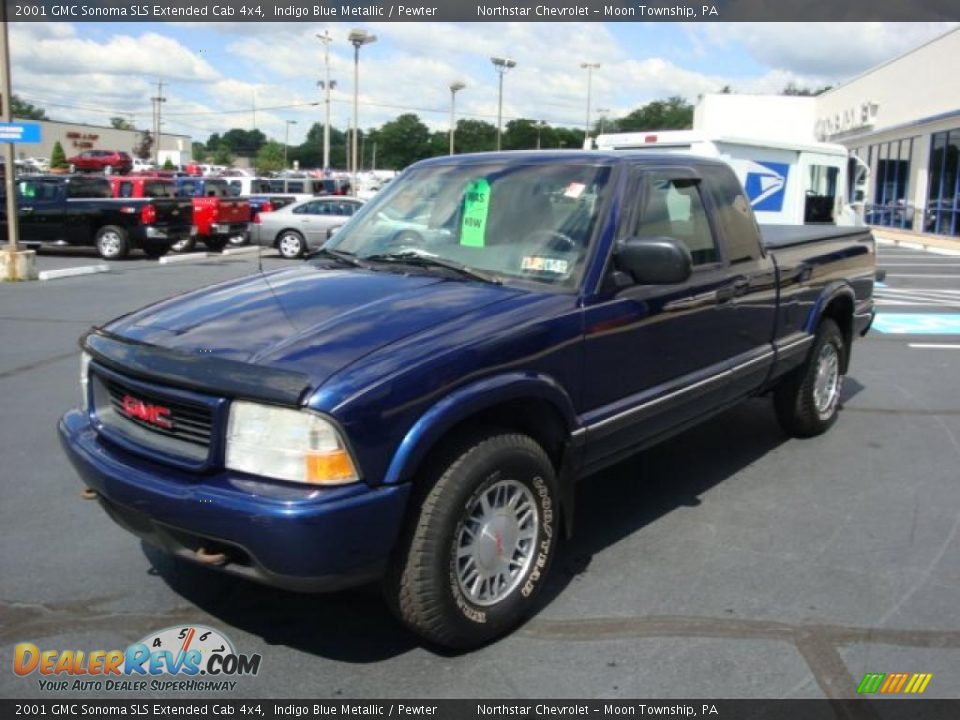 2001 GMC Sonoma SLS Extended Cab 4x4 Indigo Blue Metallic / Pewter Photo #7