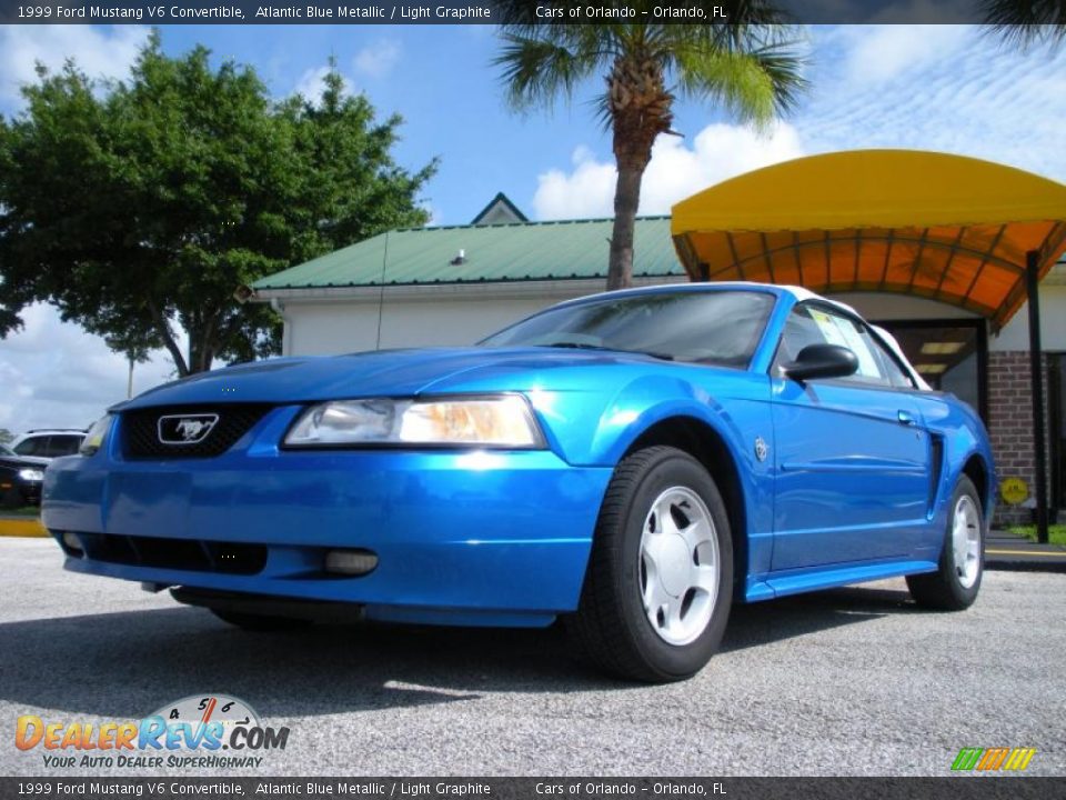 1999 Ford Mustang V6 Convertible Atlantic Blue Metallic / Light Graphite Photo #1
