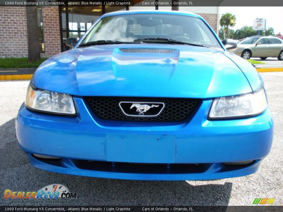 1999 Ford Mustang V6 Convertible Atlantic Blue Metallic / Light Graphite Photo #2