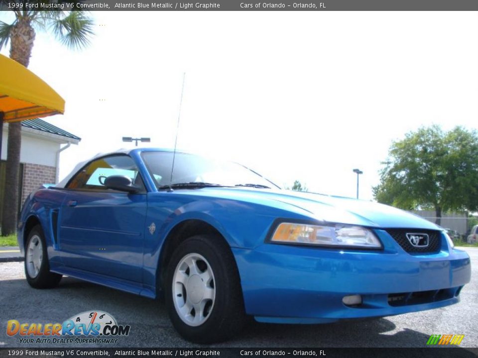 1999 Ford Mustang V6 Convertible Atlantic Blue Metallic / Light Graphite Photo #3