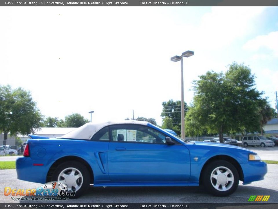 1999 Ford Mustang V6 Convertible Atlantic Blue Metallic / Light Graphite Photo #4
