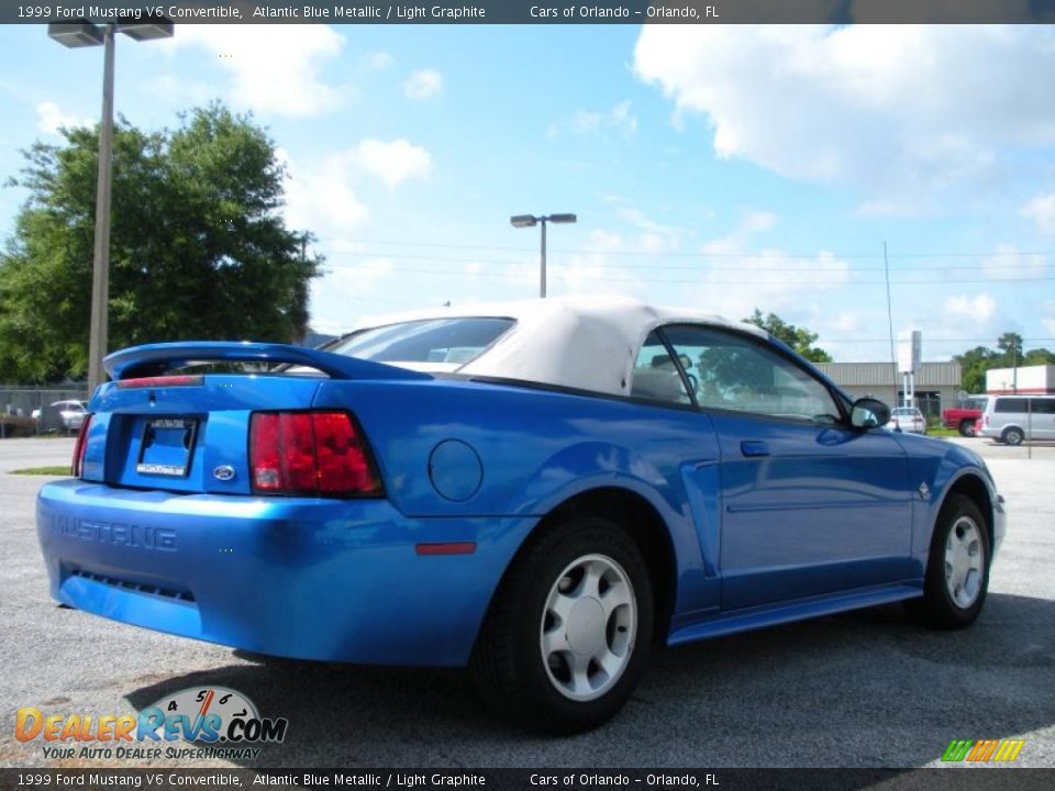 1999 Ford Mustang V6 Convertible Atlantic Blue Metallic / Light Graphite Photo #5