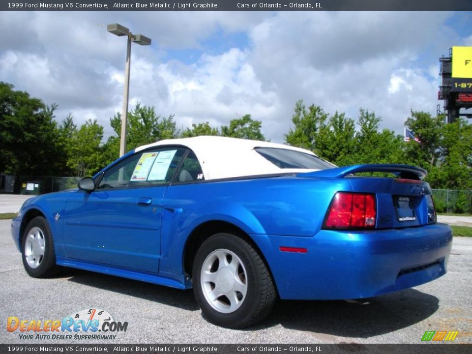 1999 Ford Mustang V6 Convertible Atlantic Blue Metallic / Light Graphite Photo #7