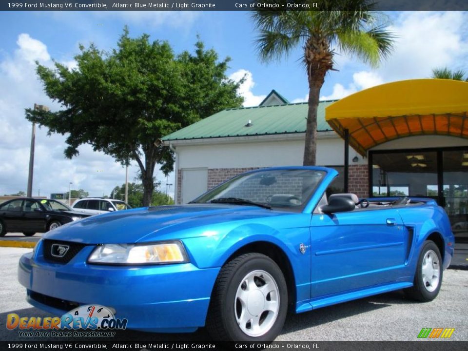1999 Ford Mustang V6 Convertible Atlantic Blue Metallic / Light Graphite Photo #9