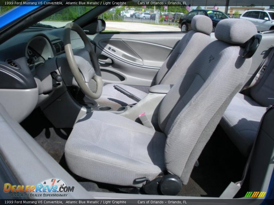 1999 Ford Mustang V6 Convertible Atlantic Blue Metallic / Light Graphite Photo #14