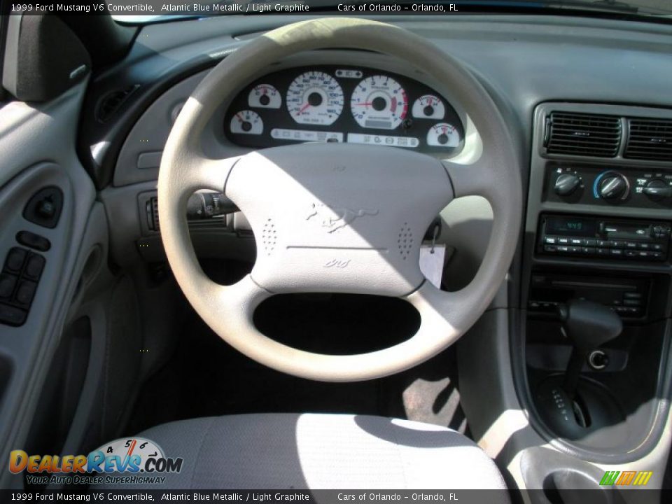 1999 Ford Mustang V6 Convertible Atlantic Blue Metallic / Light Graphite Photo #21